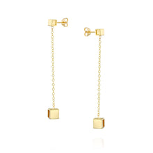 Load image into Gallery viewer, cubic dangling gold earrings