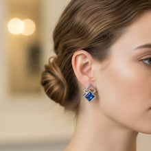 Load image into Gallery viewer, Double square sapphire omega earings