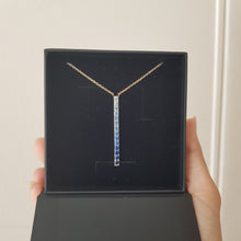 Load image into Gallery viewer, blue sapphires ombre hues bar pendant
