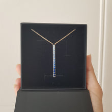 Load image into Gallery viewer, blue sapphires ombre hues bar pendant