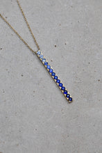Load image into Gallery viewer, Sapphires gold bar necklace