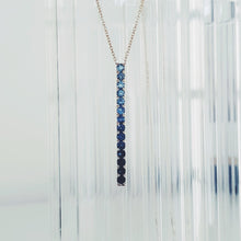 Load image into Gallery viewer, Sapphires gold bar necklace
