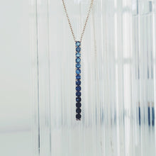 Load image into Gallery viewer, Sapphires gold bar necklace
