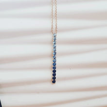 Load image into Gallery viewer, gradient 14 blue sapphires bar necklace
