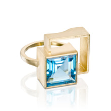 Load image into Gallery viewer, Aquamarine square cocktail ring