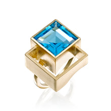 Load image into Gallery viewer, Aquamarine square cocktail ring