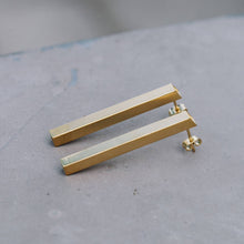 Load image into Gallery viewer, gold long tube earrings