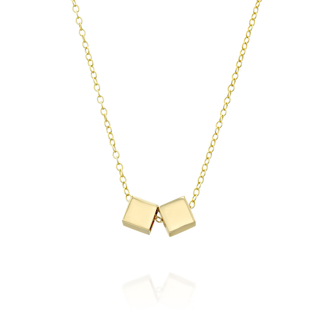 Yellow gold cubes necklace