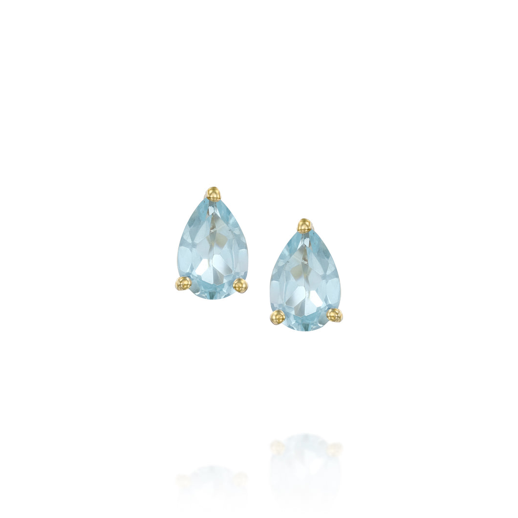 pear aquamarine gold stud earrings