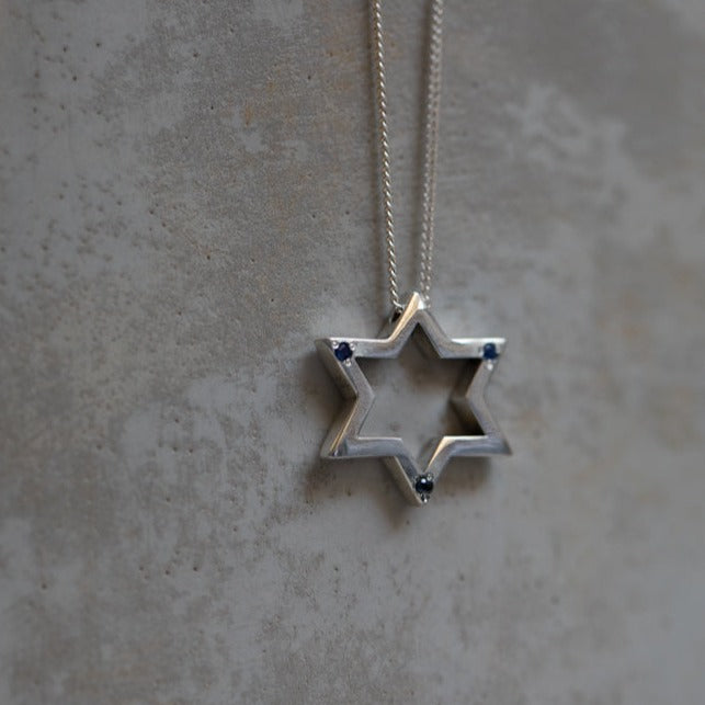star of david set with 3 sapphires