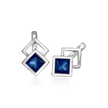 Load image into Gallery viewer, Double Square Sapphire omega Earrings
