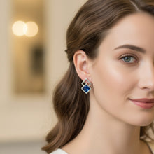 Load image into Gallery viewer, Double square earrings with sapphires 
