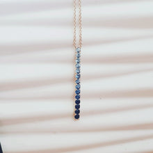 Load image into Gallery viewer, gradient 14 blue sapphires bar necklace
