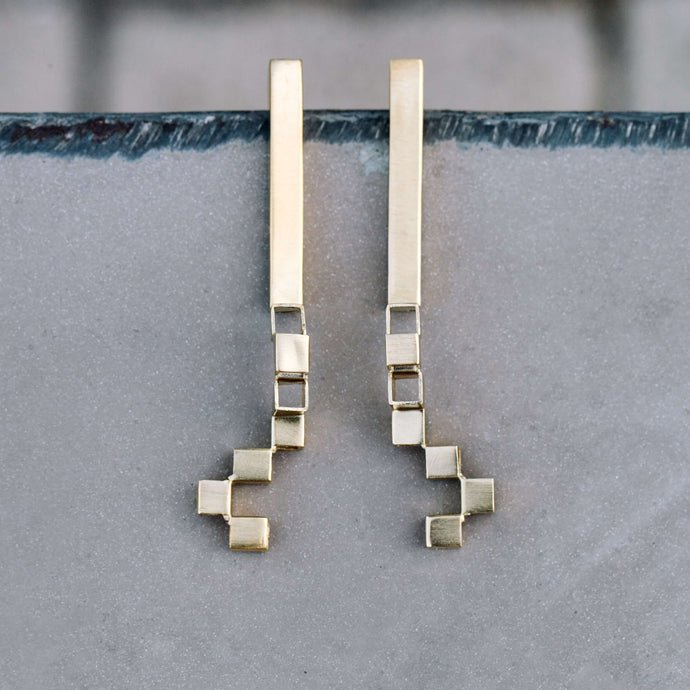 Architectural Long stud earrings